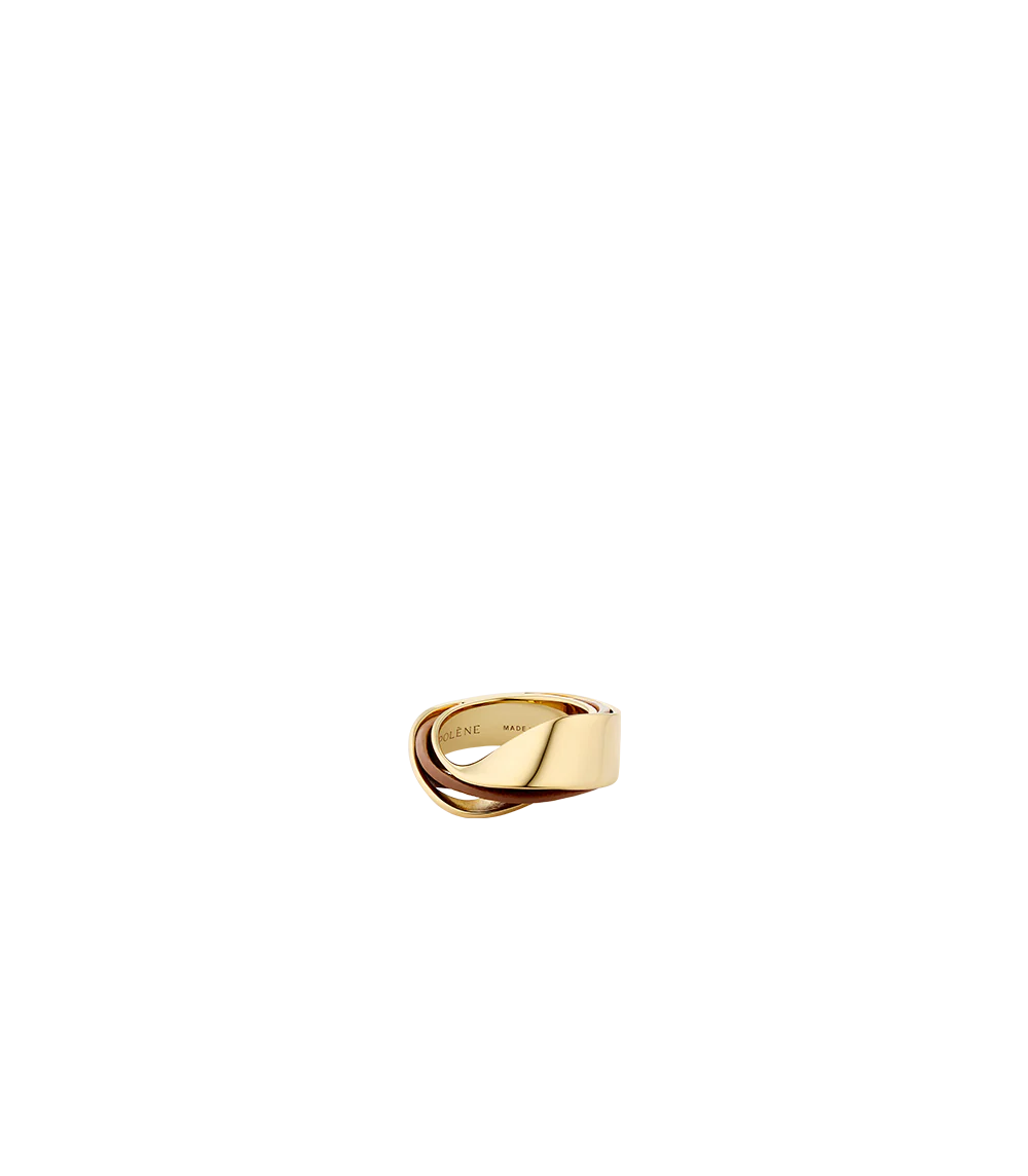 Ormé Ring - Gold Gilded with Camel Leather